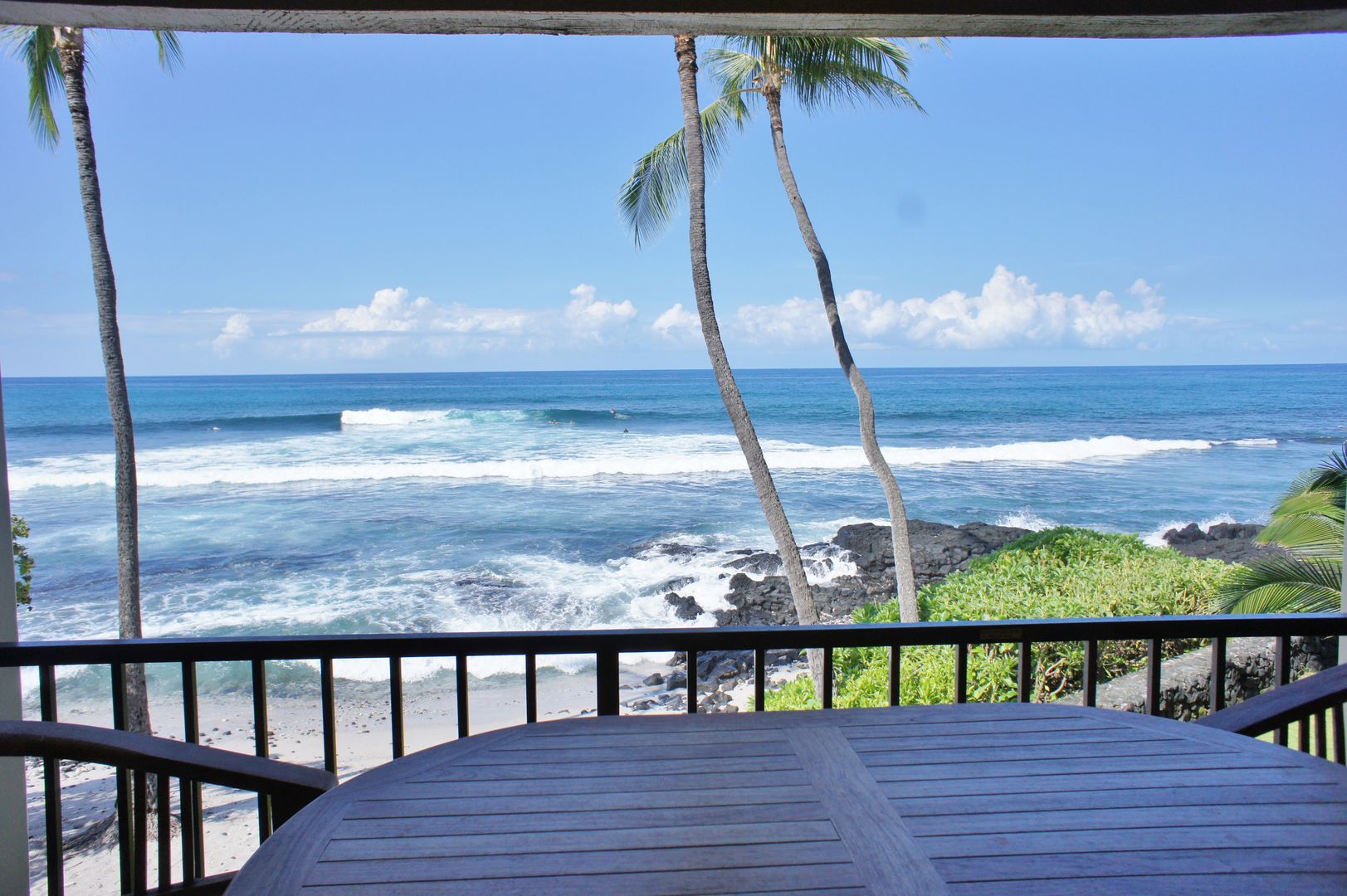 Views from the patio of one of our oceanfront Kona vacation rentals
